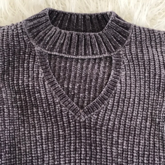 Grey Chenille Soft Bell Sleeve Sweater - Picture 3 of 4